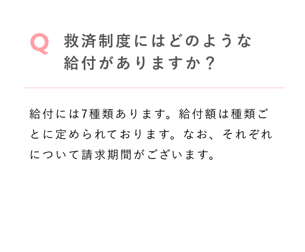 救済制度にはどのような給付がありますか