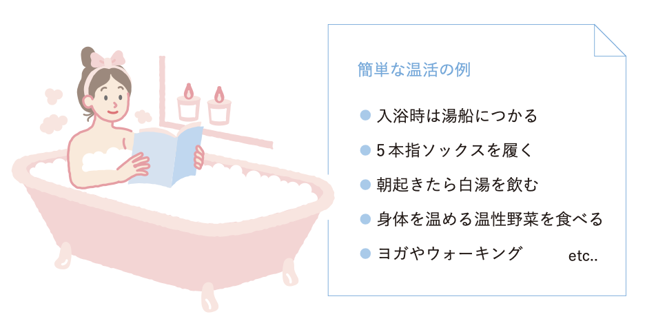 簡単な温活の例のイメージ
