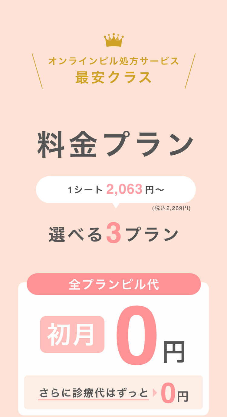 オンラインピル処方サービス最安クラス！選べる3プラン