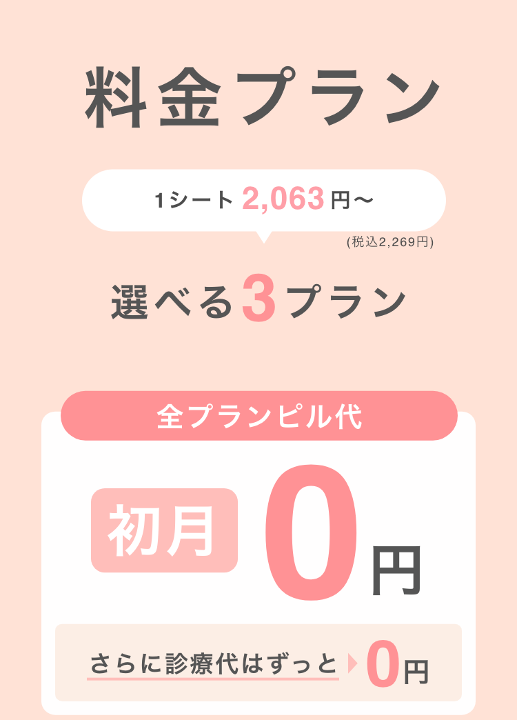 オンラインピル処方サービス最安クラス！選べる3プラン