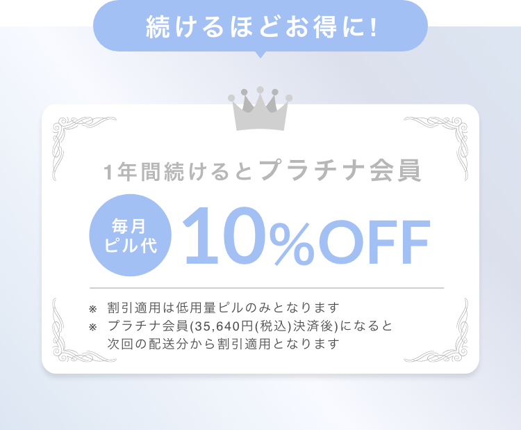 1年続けるとプラチナ会員で10%OFF