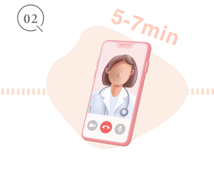 オンラインで医師と相談する女性のイラスト