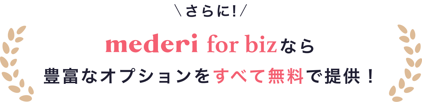 さらに！mederi for bizなら豊富なオプションをすべて無料で提供